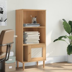 Biblioteca SENJA aspect ratan maro 60x35x130 cm lemn masiv pin GartenMobel Dekor