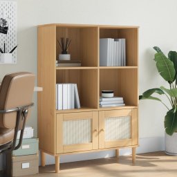 Biblioteca SENJA aspect ratan maro 90x35x130 cm lemn masiv pin GartenMobel Dekor