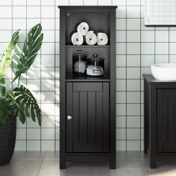 Dulap de baie BERG, negru, 40x34x110 cm, lemn masiv de pin GartenMobel Dekor