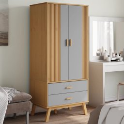 Sifonier "OLDEN", gri/maro, 76,5x53x172 cm, lemn masiv pin GartenMobel Dekor