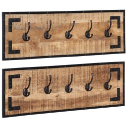 Cuier pentru haine, 2 buc., 80x8x25 cm, lemn masiv de mango GartenMobel Dekor