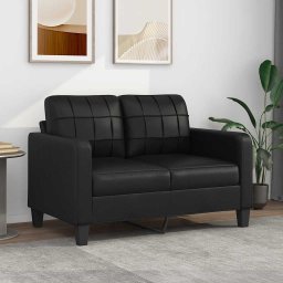 Canapea cu 2 locuri, negru, 120 cm, piele ecologica GartenMobel Dekor