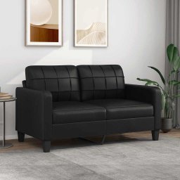 Canapea cu 2 locuri, negru, 140 cm, piele ecologica GartenMobel Dekor