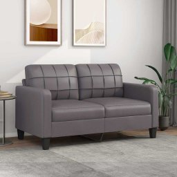 Canapea cu 2 locuri, gri, 140 cm, piele ecologica GartenMobel Dekor