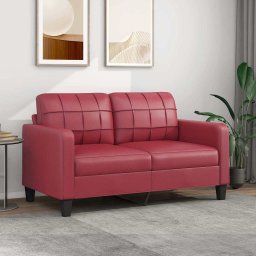 Canapea cu 2 locuri, rosu vin, 140 cm, piele ecologica GartenMobel Dekor
