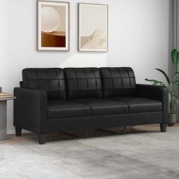 Canapea cu 3 locuri, negru, 180 cm, piele ecologica GartenMobel Dekor