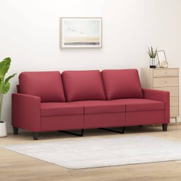 Canapea cu 3 locuri, rosu vin, 180 cm, piele ecologica GartenMobel Dekor