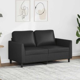Canapea cu 2 locuri, negru, 120 cm, piele ecologica GartenMobel Dekor