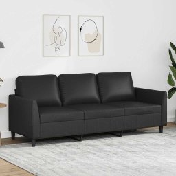 Canapea cu 3 locuri, negru, 180 cm, piele ecologica GartenMobel Dekor