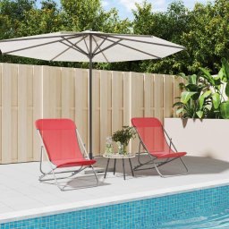 Scaune plaja pliante 2 buc. rosu textilena & otel vopsit GartenMobel Dekor