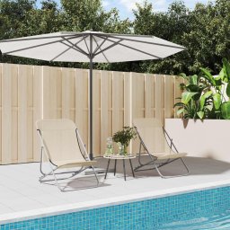 Scaune plaja pliante 2 buc. crem textilena & otel vopsit GartenMobel Dekor