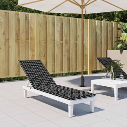 Perna scaun de terasa, negru, carouri, textil Oxford GartenMobel Dekor
