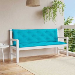 Perne banca de gradina, 2 buc., turcoaz, 120x50x7 cm, textil GartenMobel Dekor