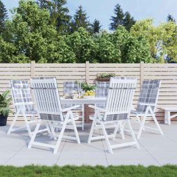 Perne scaun spatar înalt 6 buc, gri, carouri, tesatura Oxford GartenMobel Dekor