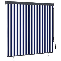 Rulou textil Albastru si Alb 180 x 250 cm Tesatura si Aluminiu GartenMobel Dekor