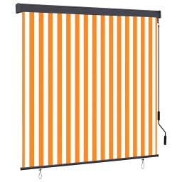 Rulou textil cu perdele Dungi Alb si Portocaliu 180 x 250 cm GartenMobel Dekor