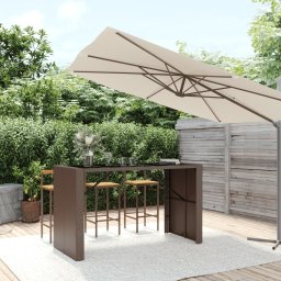 Masa gradina cu blat din sticla, maro, 185x80x110 cm, poliratan GartenMobel Dekor