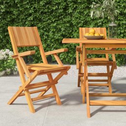 Scaune de gradina pliante, 2 buc, 55x61x90 cm, lemn masiv tec GartenMobel Dekor