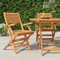 Scaune de gradina pliante, 2 buc, 55x62x90 cm, lemn masiv tec GartenMobel Dekor