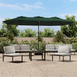 Umbrela de gradina cu doua capete cu LED-uri, verde, 449x265 cm GartenMobel Dekor