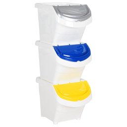 Cosuri de gunoi stivuibile cu capace, 3 buc., alb, 78 L, PP GartenMobel Dekor