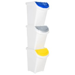 Cosuri de gunoi stivuibile cu capace, 3 buc., alb, 120 L, PP GartenMobel Dekor