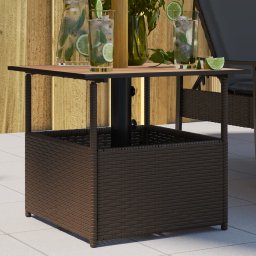Masa gradina cu orificiu umbrela maro 55x55x46,5 cm poliratan GartenMobel Dekor
