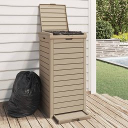 Cos de gunoi de exterior maro deschis 41x41x86 cm polipropilena GartenMobel Dekor