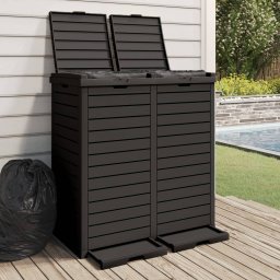 Cos de gunoi de exterior, negru, 78x41x86 cm, polipropilena GartenMobel Dekor