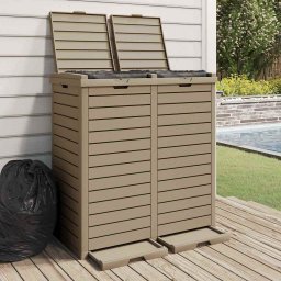 Cos de gunoi de exterior maro deschis 78x41x86 cm polipropilena GartenMobel Dekor