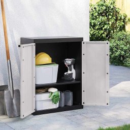 Dulap depozitare de exterior, gri si negru, 65x37x85 cm, PP GartenMobel Dekor