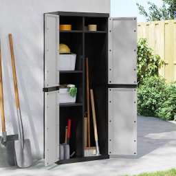 Dulap depozitare de exterior, gri si negru, 65x37x165 cm, PP GartenMobel Dekor