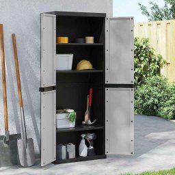 Dulap depozitare de exterior, gri si negru, 65x37x165 cm, PP GartenMobel Dekor