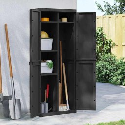 Dulap depozitare de exterior, negru, 65x37x165 cm, PP GartenMobel Dekor