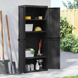 Dulap depozitare de exterior, negru, 65x37x165 cm, PP GartenMobel Dekor