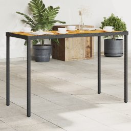 Masa gradina blat din lemn acacia, negru 115x54x74 cm poliratan GartenMobel Dekor