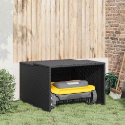 Garaj pentru masina de tuns iarba negru 86x90x52/57cm poliratan GartenMobel Dekor