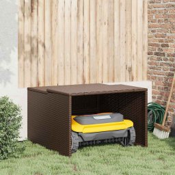 Garaj pentru masina de tuns iarba maro 86x90x52/57 cm poliratan GartenMobel Dekor