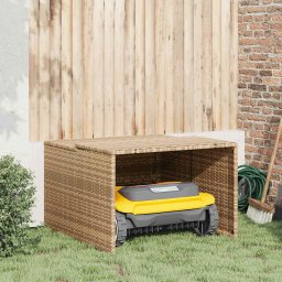 Garaj pentru masina de tuns iarba, bej 86x90x52/57 cm poliratan GartenMobel Dekor
