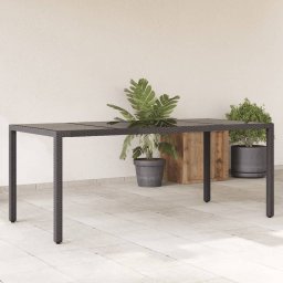 Masa gradina cu blat din sticla, negru, 190x90x75 cm, poliratan GartenMobel Dekor