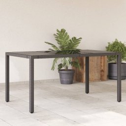 Masa gradina cu blat din sticla, negru, 150x90x75 cm, poliratan GartenMobel Dekor