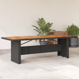 Masa gradina, blat din lemn acacia, negru 240x90x75cm poliratan GartenMobel Dekor