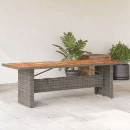 Masa gradina, blat din lemn acacia, gri, 240x90x75 cm poliratan GartenMobel Dekor