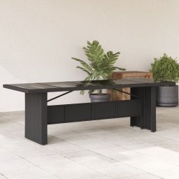 Masa gradina cu blat din sticla, negru, 240x90x75 cm, poliratan GartenMobel Dekor