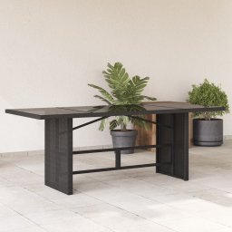 Masa gradina cu blat din sticla, negru, 190x80x75 cm, poliratan GartenMobel Dekor