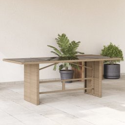 Masa gradina cu blat din sticla, bej, 190x80x75 cm, poliratan GartenMobel Dekor