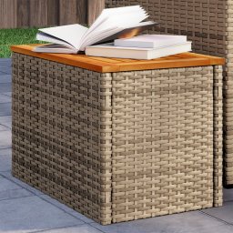 Mese laterale de gradina 2 buc. bej 55x34x37cm lemn/poliratan GartenMobel Dekor