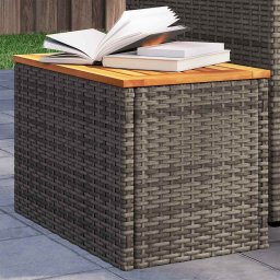 Mese laterale de gradina 2 buc. gri 55x34x37cm lemn/poliratan GartenMobel Dekor