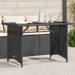 Masa gradina cu blat din sticla, negru, 110x68x70 cm, poliratan GartenMobel Dekor