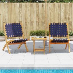 Scaune de gradina pliante 2 buc. lemn masiv acacia/textil GartenMobel Dekor